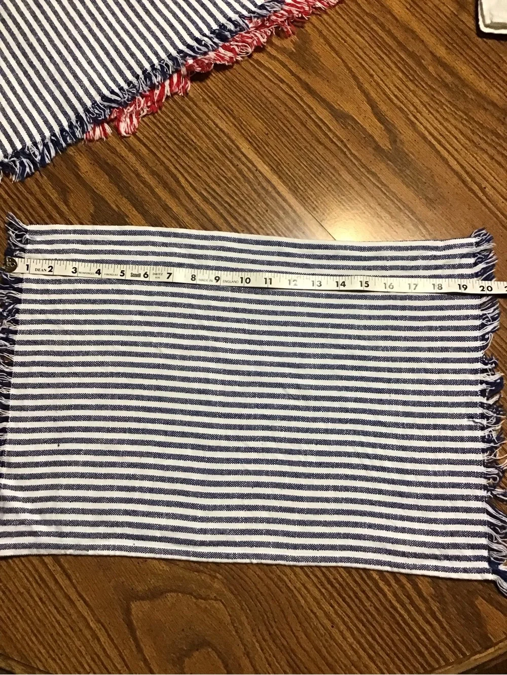 Instead of six Striped Cotton placemats 3- Blue & 3 Red